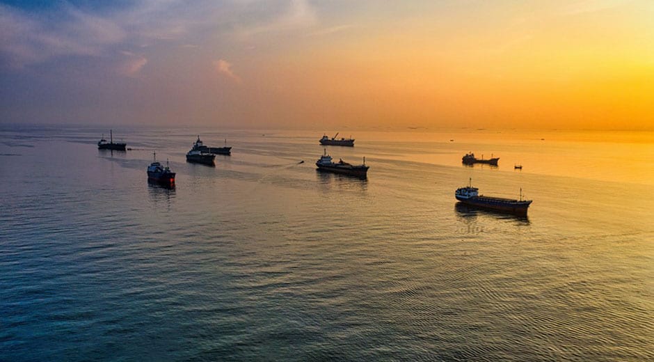 sea sunset ships